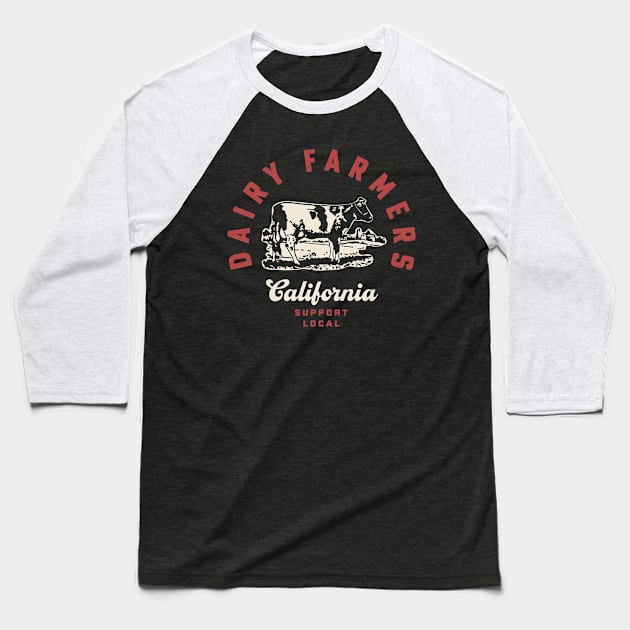 California Dairy Farmers Milk Cows Dairy Farms Baseball T-Shirt by PodDesignShop